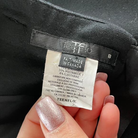 Teenflo Skirt Womens 8 Black Zipper Front Straight Pencil Vintage Canada - Picture 7 of 7